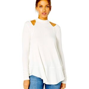 Free People Downtown Girl Tunic Cold Shoulder - Small - White